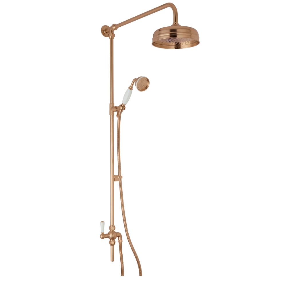 BC Designs Victrion Superbe Copper Fixed Riser Kit with Shower Head & Handset Cut Out